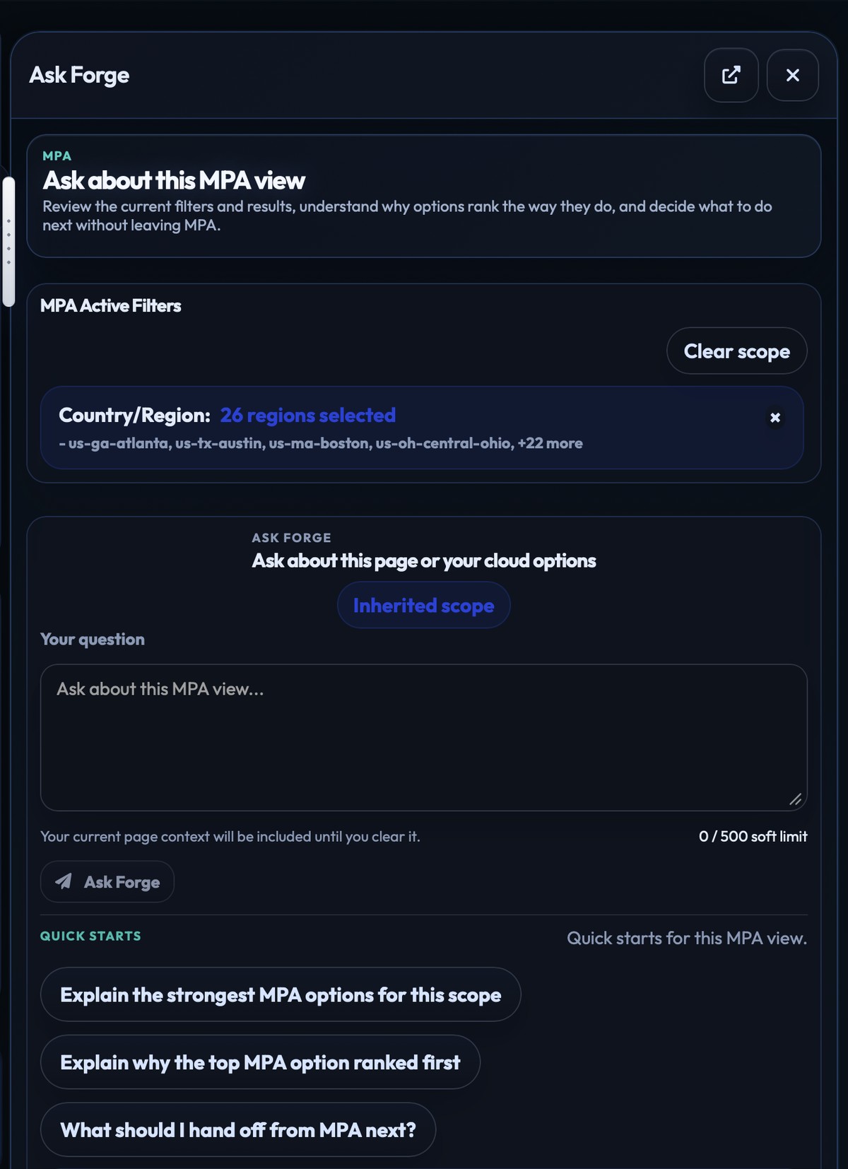 Ask Forge assistant preview